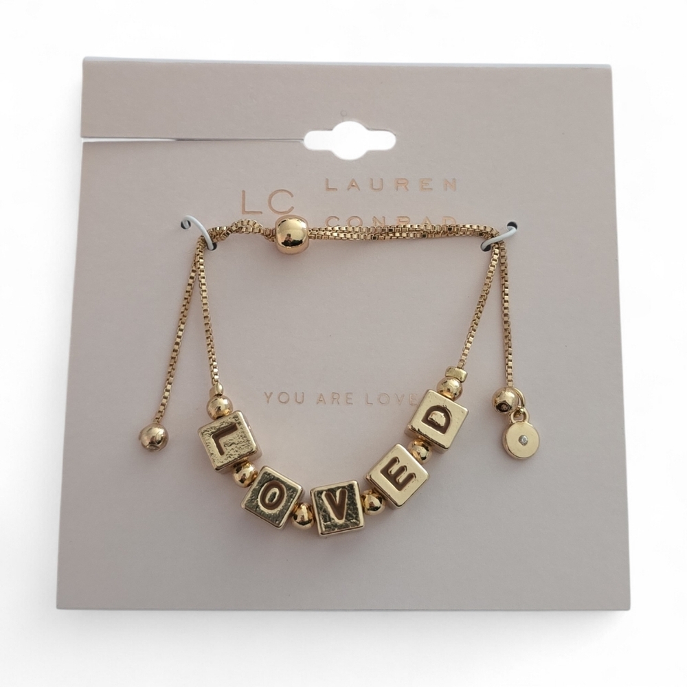 LC Lauren Conrad‎ Gold 'Loved' Charm Bracelet